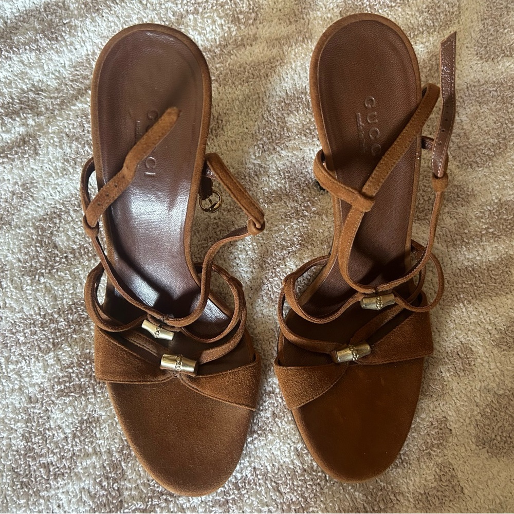 Gucci Tan Leather Strappy Sandals
